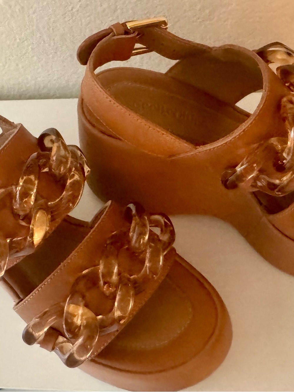 See By Chloe Cognac Platform Sandal with Tortoiseshell Links 6 - Picture 6 of 7